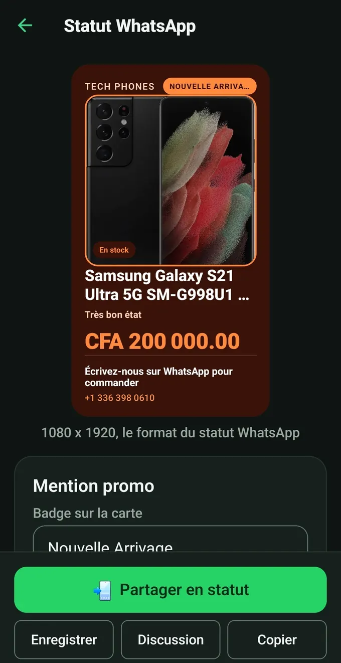 Capture d’écran de l’application TapTap Pub : La carte de statut